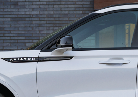 The driver’s door of a white 2025 Lincoln Aviator® SUV is showcased. | Courtesy Lincoln in Altoona PA