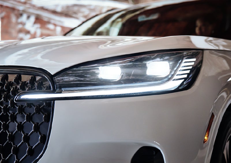 A close-up of a headlamp on the 2026 Lincoln Aviator® SUV is shown. | Courtesy Lincoln in Altoona PA