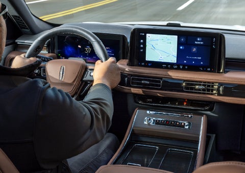 A person is driving a 2026 Lincoln Aviator® SUV as seen from inside the cabin. | Courtesy Lincoln in Altoona PA