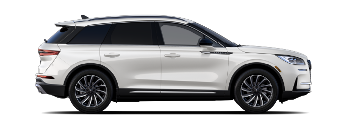 The passenger side of a Lincoln Corsair® SUV is shown in Pristine White. | Courtesy Lincoln in Altoona PA