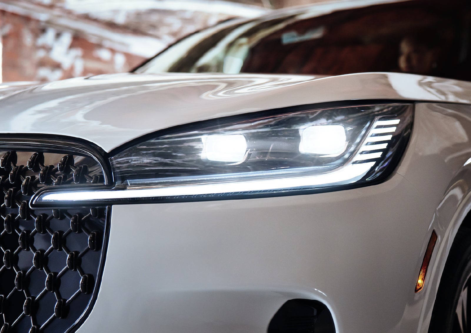 A close-up of a headlamp on the 2027 Lincoln Aviator® SUV is shown. | Courtesy Lincoln in Altoona PA